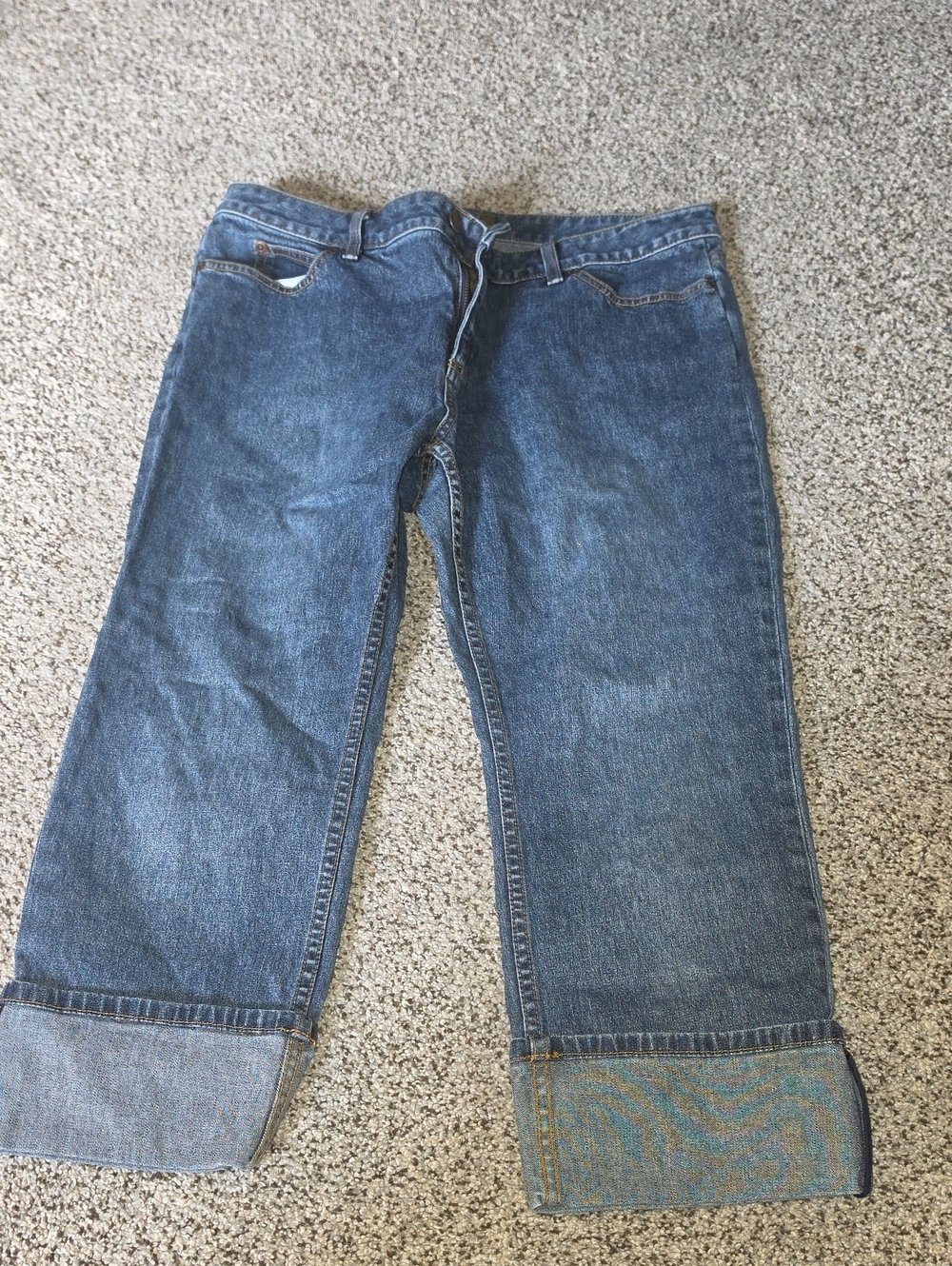 Caslon Big Cuff Cropped Blue Denim Jeans 14